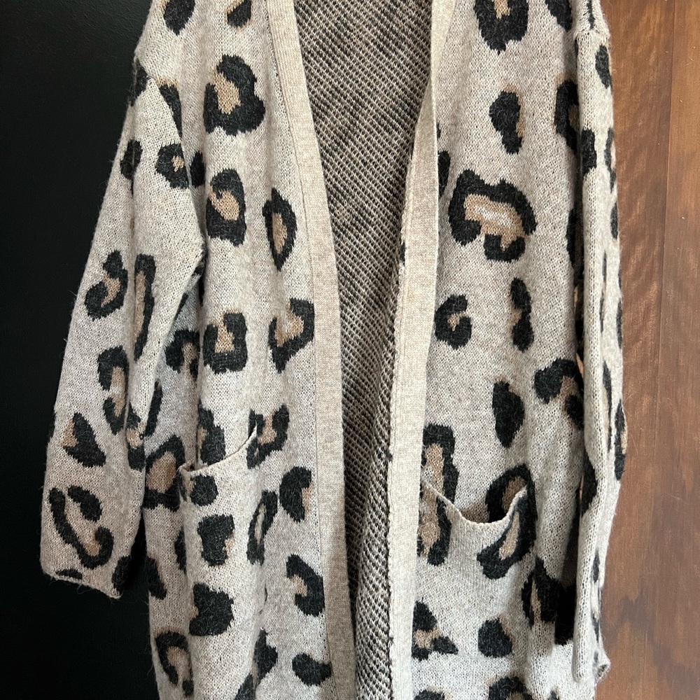 Leopard Print Open Front Cardigan